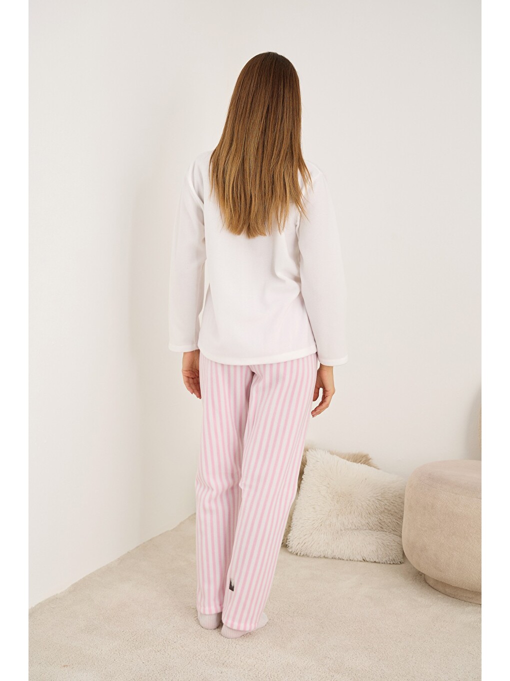 Karışık Polar Kışlık Örme Pijama Takım-2