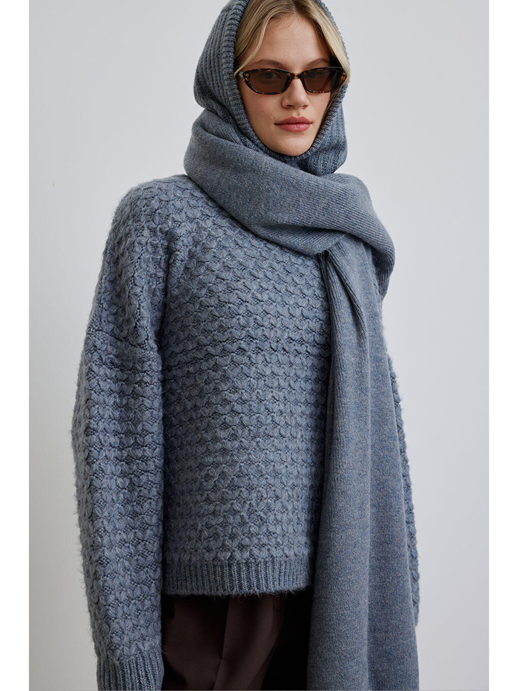 Cozy Yumuşak Dokulu Atkı Mavi
