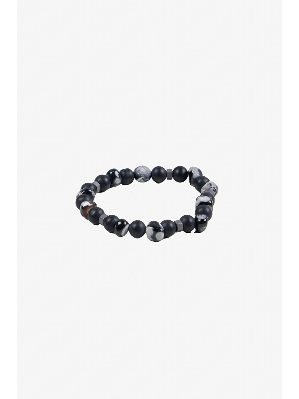 Erkek Antrasit-Gri Doğal Taş Boncuk Bileklik