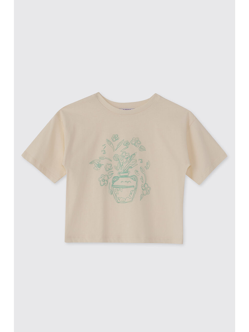 Kız Çocuk Baskılı Ekru Tişört