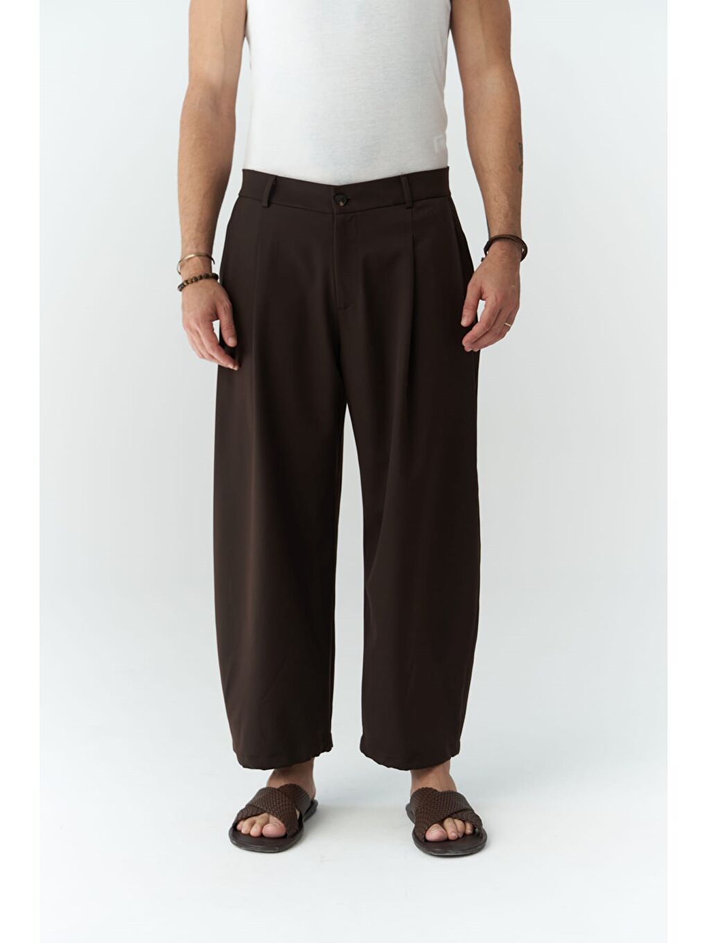 Kahverengi Hector Kahve Geniş Paça  Erkek Pantolon-3