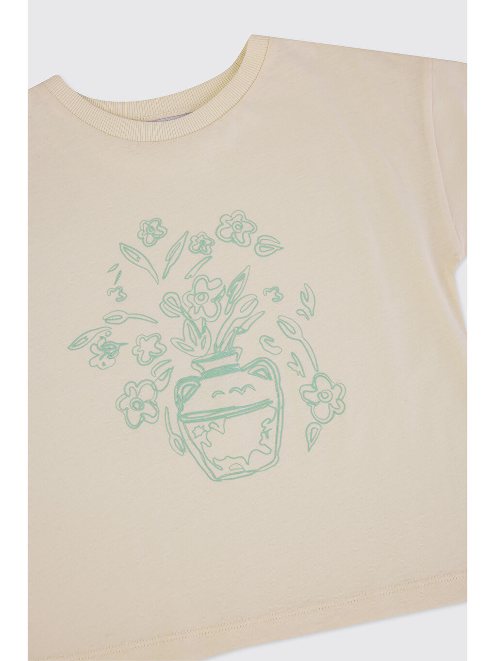 Kız Çocuk Baskılı Ekru Tişört-2