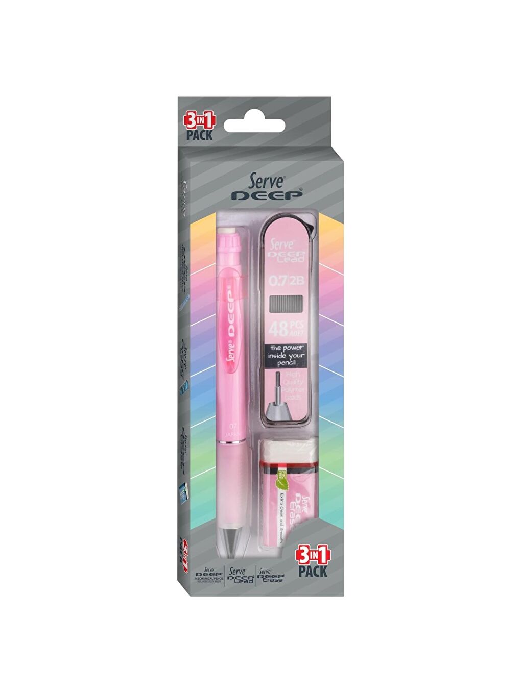 Deep Pastel Uçlu Kalem Uç-Silgi 3 lü Okul Seti 0.7