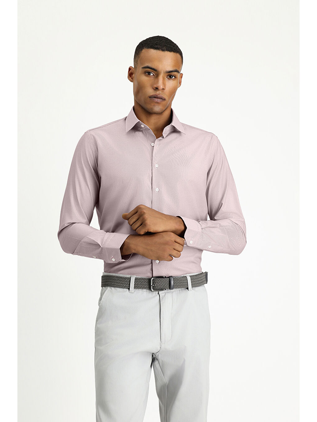 Bordo Uzun Kol Slim Fit Dar Kesim Klasik Desenli Pamuklu Kolay Ütülenebilir Gömlek-2