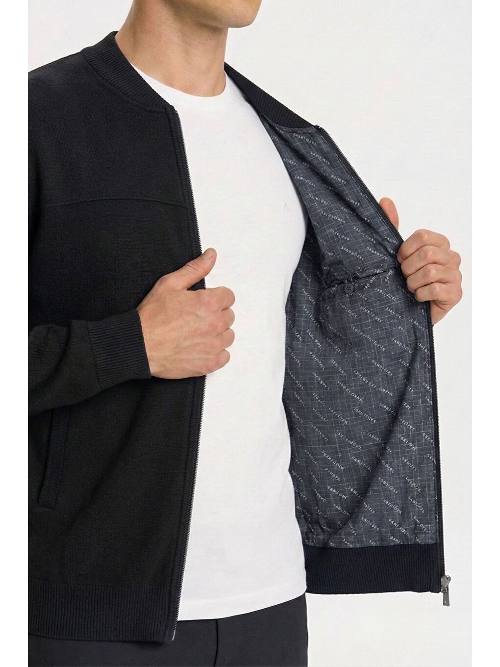 Siyah Regular Fit Yün Karışımlı Pilot Yaka Triko Hırka-1