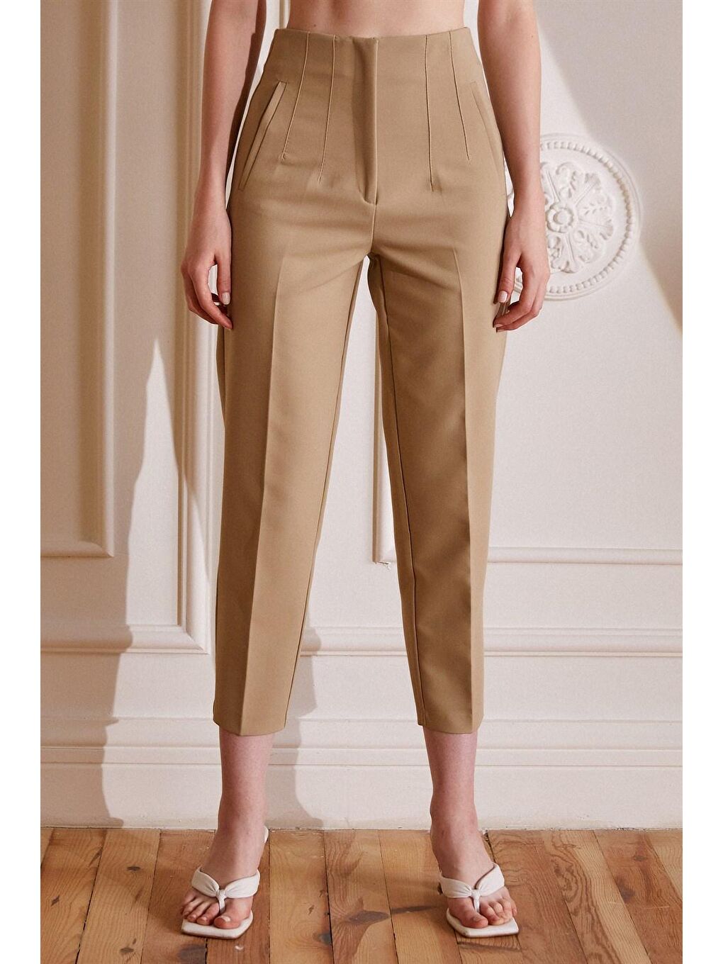 Bej Skinny Kumaş Pantolon