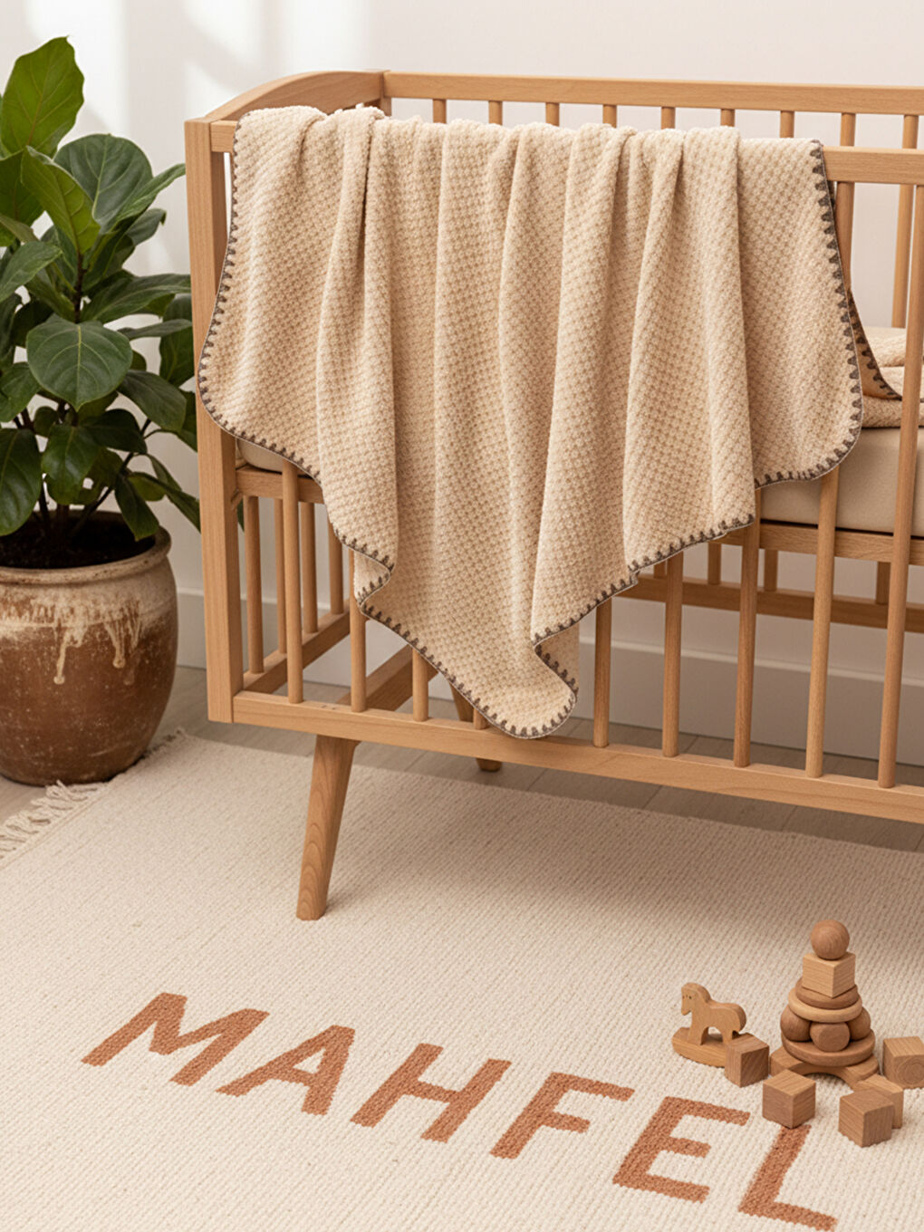 Kahverengi %100 Welsoft Jakarlı Bebek Battaniyesi Kahve-2