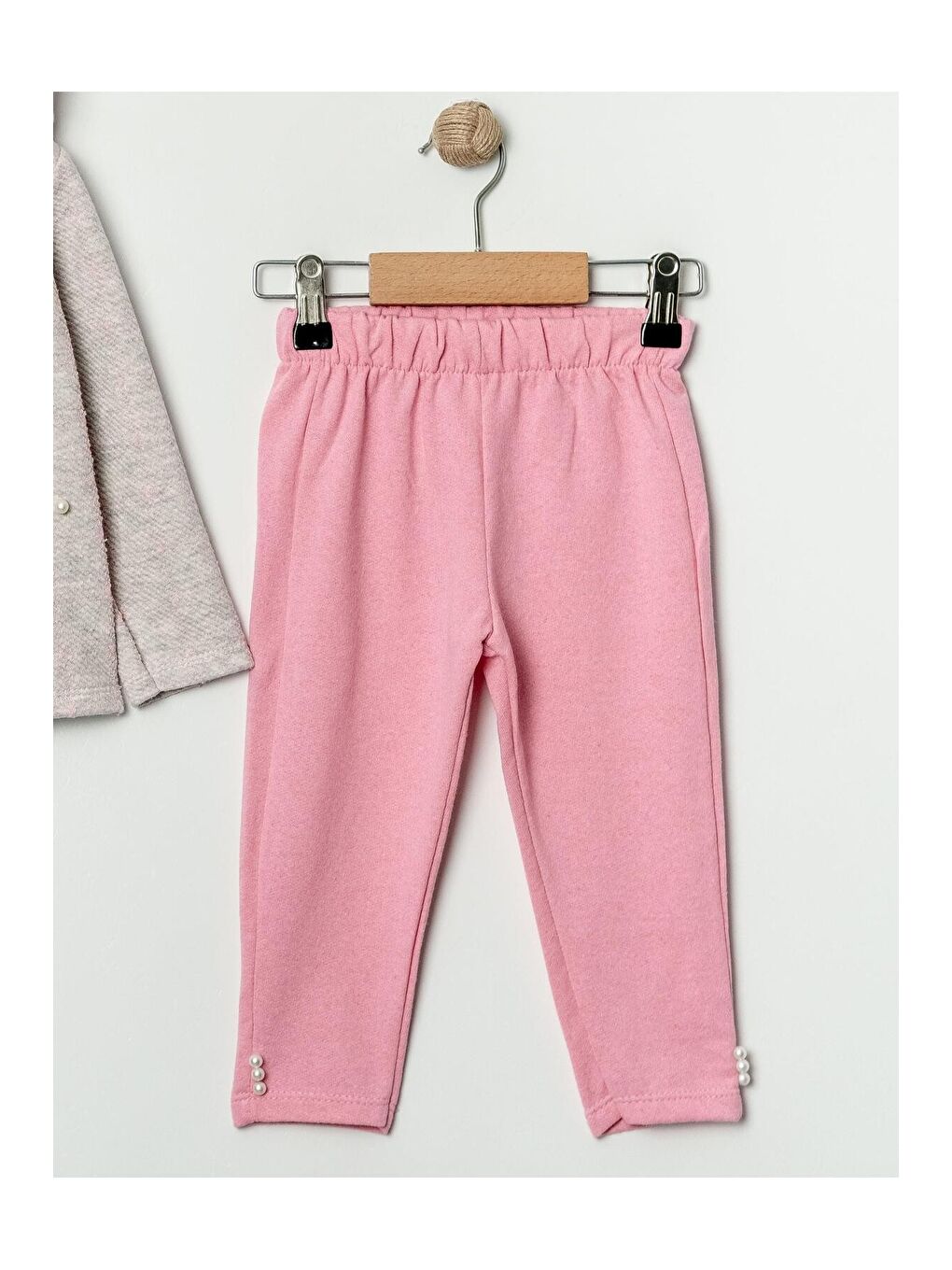 Pembe %100 Pamuklu Ekose Kumaş Bebek Üçlü Takım-2