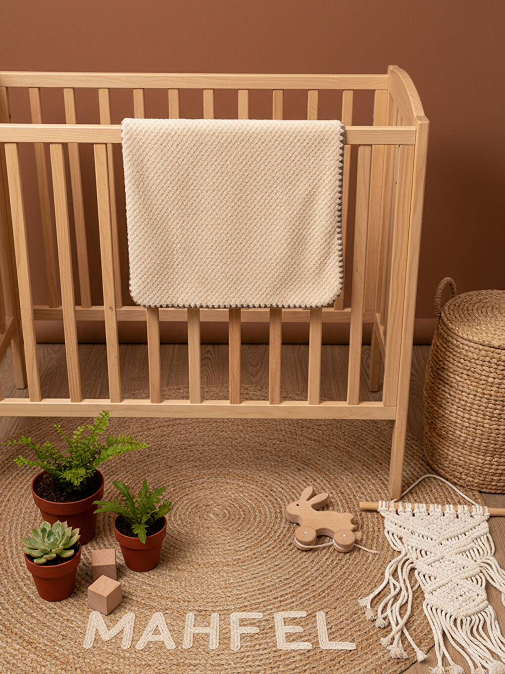 Kahverengi %100 Welsoft Jakarlı Bebek Battaniyesi Kahve-3