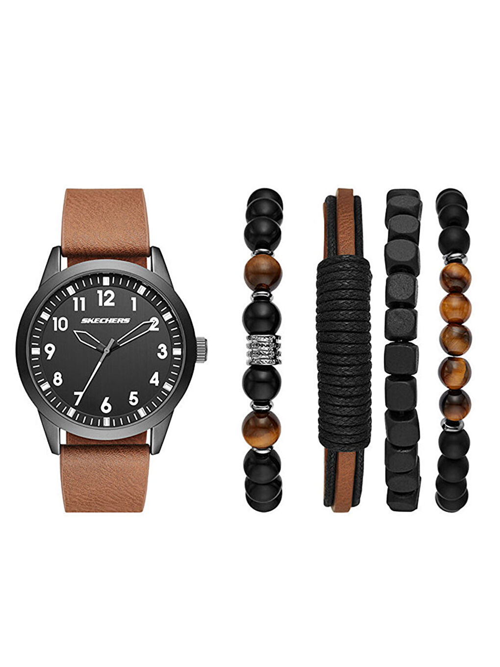 Kahverengi SR9065 Erkek Set Kol Saati ve Bileklik