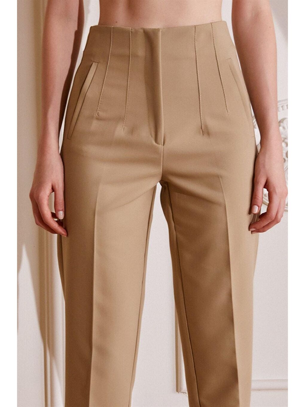 Bej Skinny Kumaş Pantolon-1