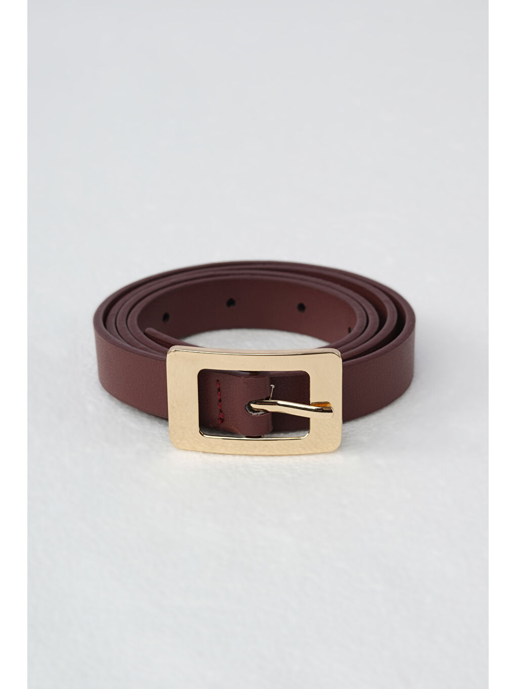 Gold Kare Tokalı Kemer Bordo