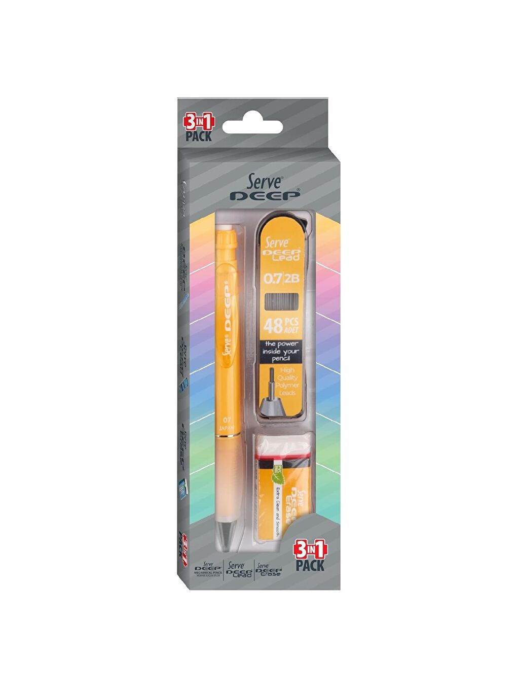 Deep Pastel Uçlu Kalem Uç-Silgi 3 lü Okul Seti 0.7