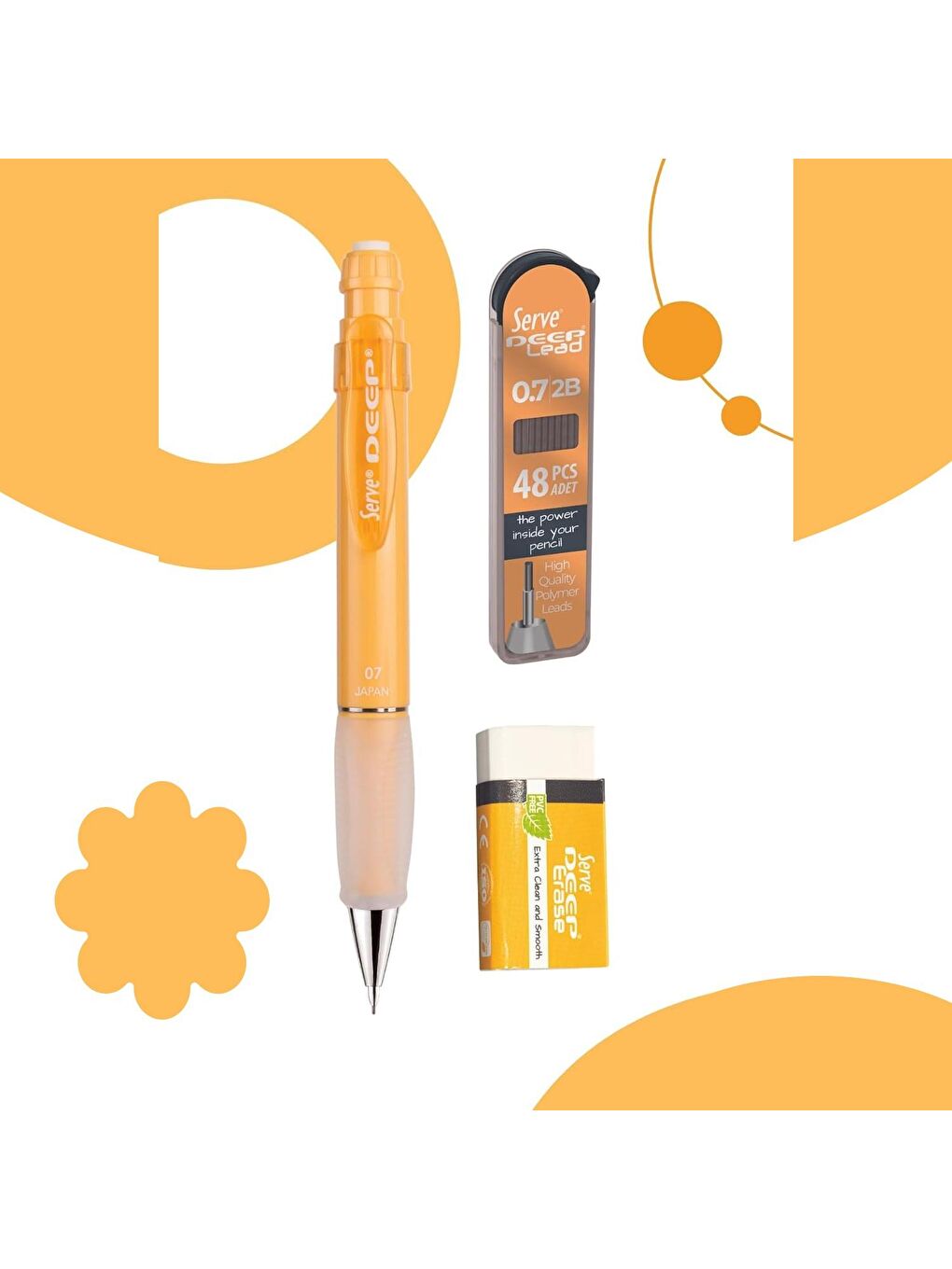 Deep Pastel Uçlu Kalem Uç-Silgi 3 lü Okul Seti 0.7-1