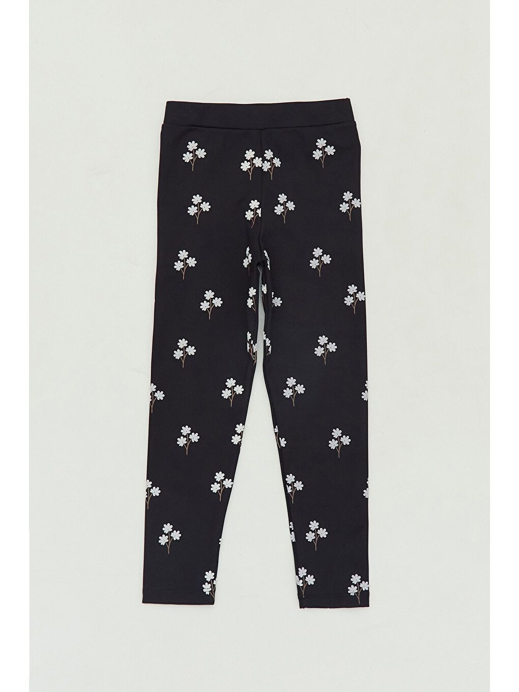 Siyah Çiçek Desenli Kız Çocuk Tayt
