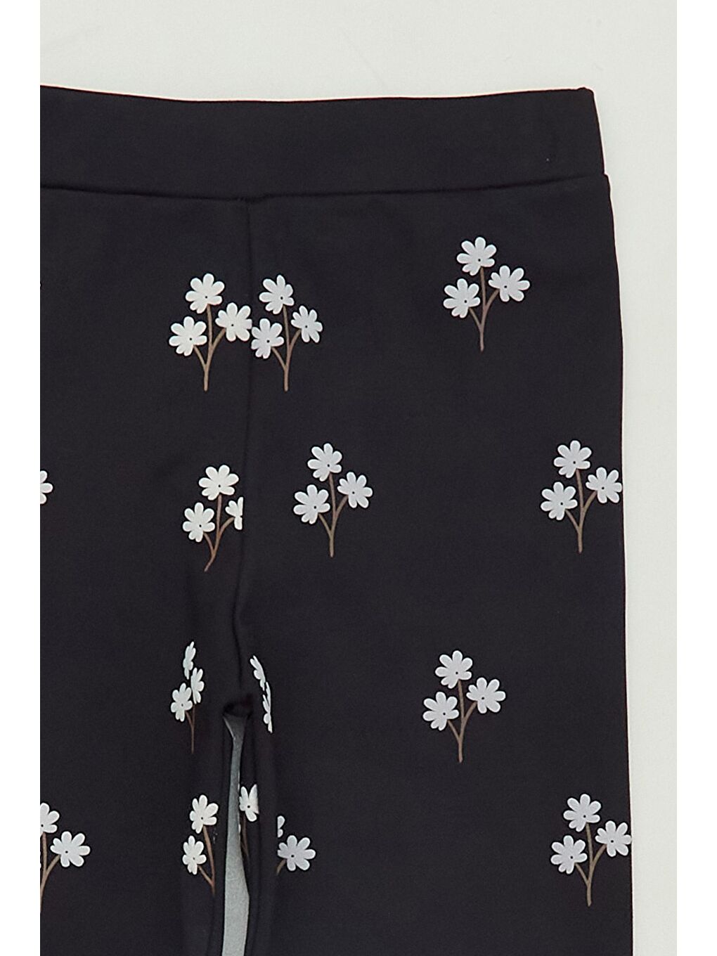 Siyah Çiçek Desenli Kız Çocuk Tayt-2