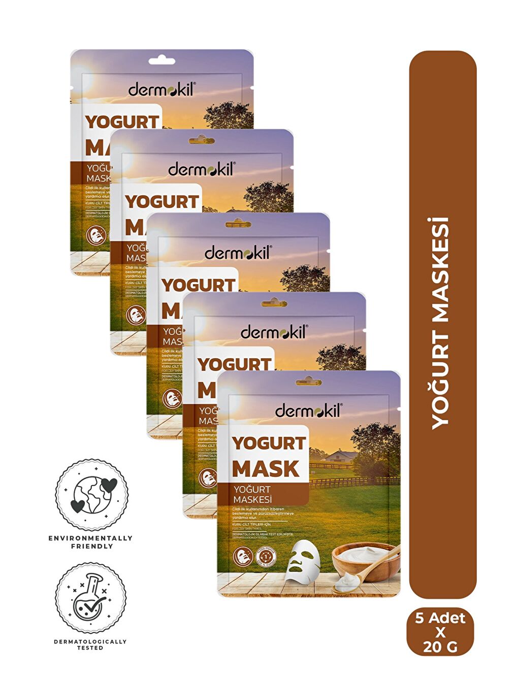 Yoğurt Kağıt Yüz Maskesi (Kuru Ciltler İçin) 20 g x 5 Adet