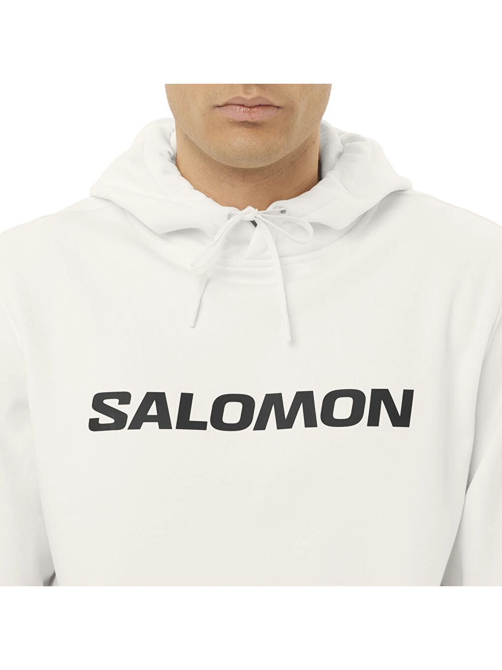 Salomon Logo Erkek Beyaz Kapüşonlu Sweatshirt-1