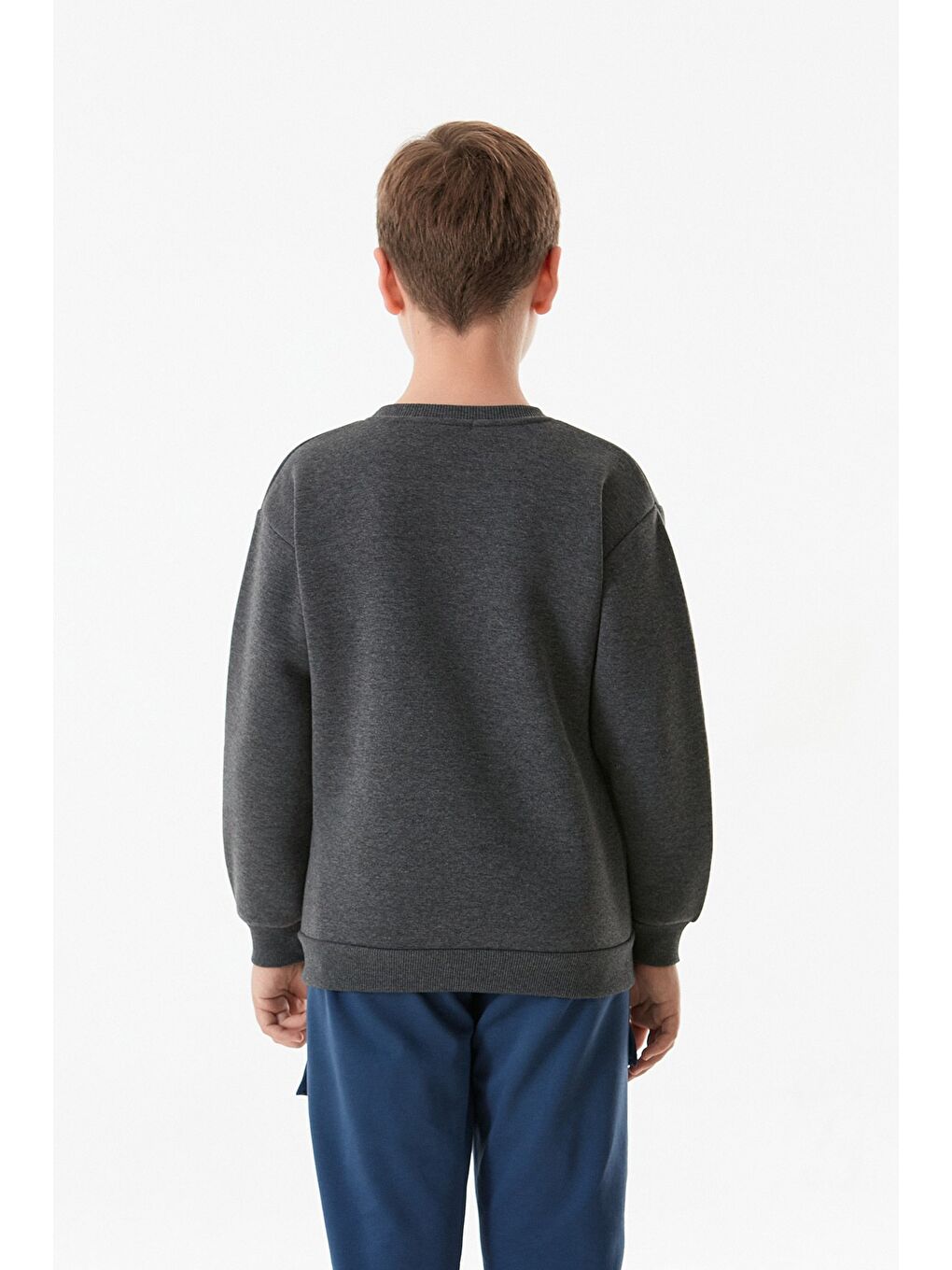 Antrasit California Baskılı Bisiklet Yaka Erkek Çocuk Sweatshirt-2