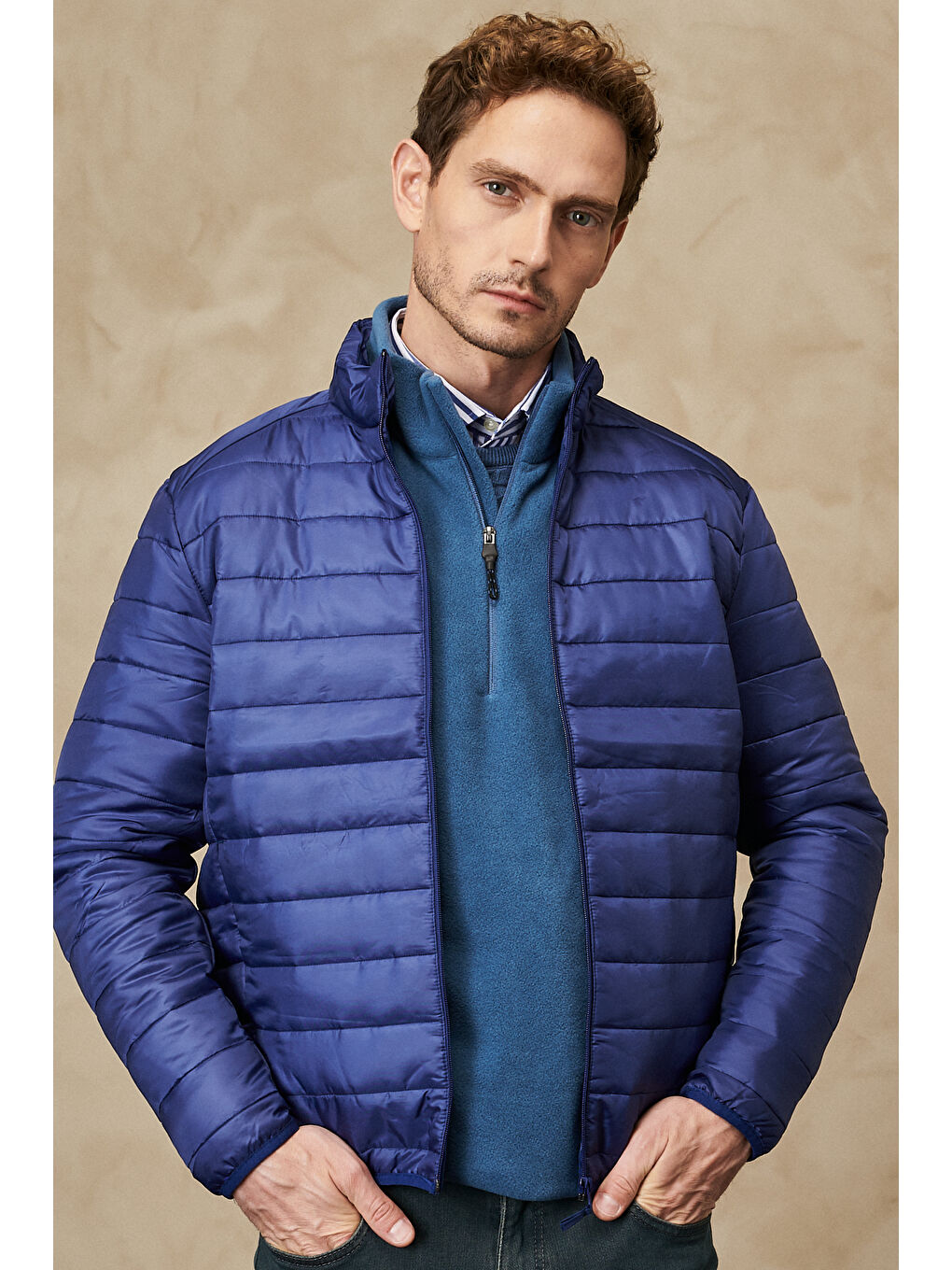 İndigo Erkek Standart Fit Ultra Hafif Soğuk Geçirmez Casual Mont