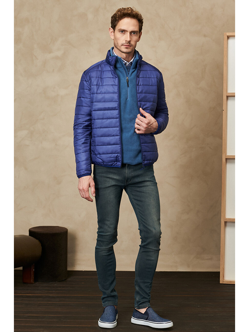 İndigo Erkek Standart Fit Ultra Hafif Soğuk Geçirmez Casual Mont-1