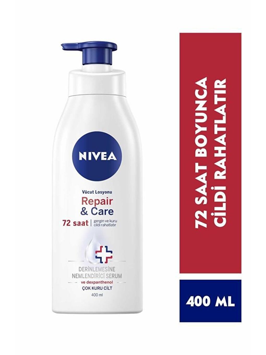 NIVEA Şeffaf Repair&Care Vücut Losyonu 400 ml, Çok Kuru Ciltler, Gergin Ve Kuru Ciltte 72 Saat Rahatlama