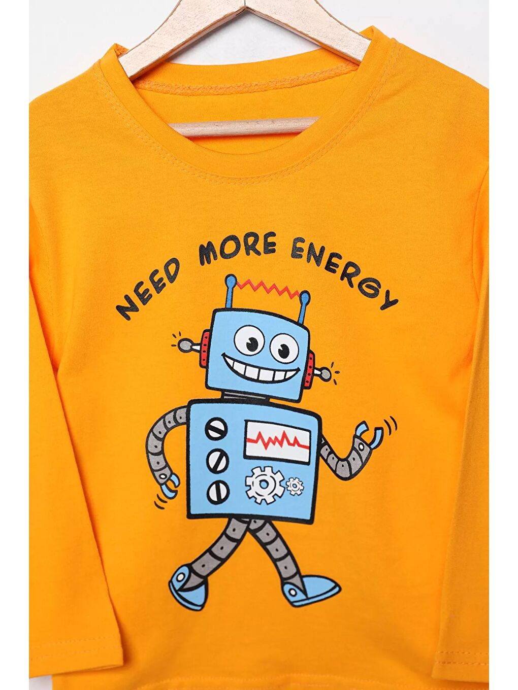 Julude Turuncu Need More Energy Baskılı Erkek Çocuk Sweatshirt - 1