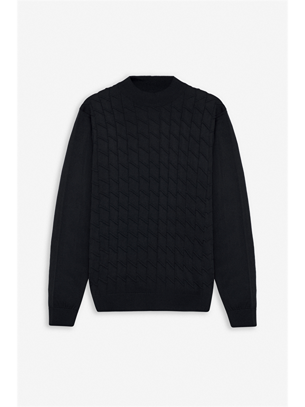 Siyah Regular Yarım Balıkçı Yaka Kazak-4