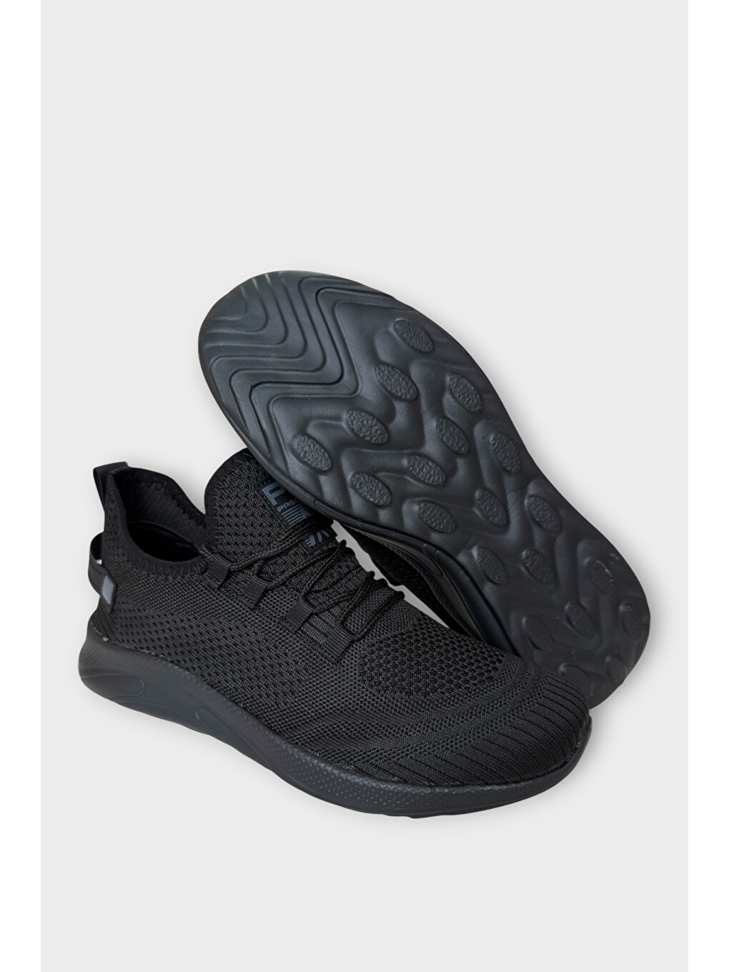 Siyah Triko Bağcıklı Unisex Spor Ayakkabı Sİyah-4