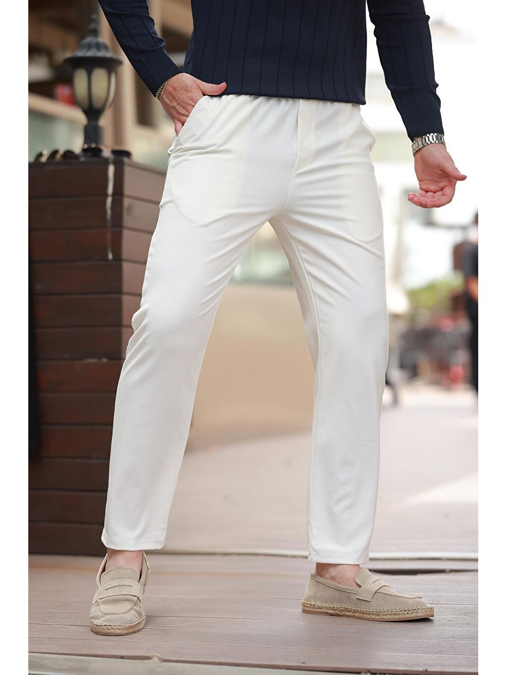 Beyaz Relaxed Erkek Pantolon 6510-1