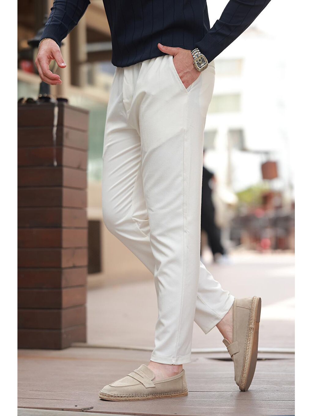 Beyaz Relaxed Erkek Pantolon 6510-2