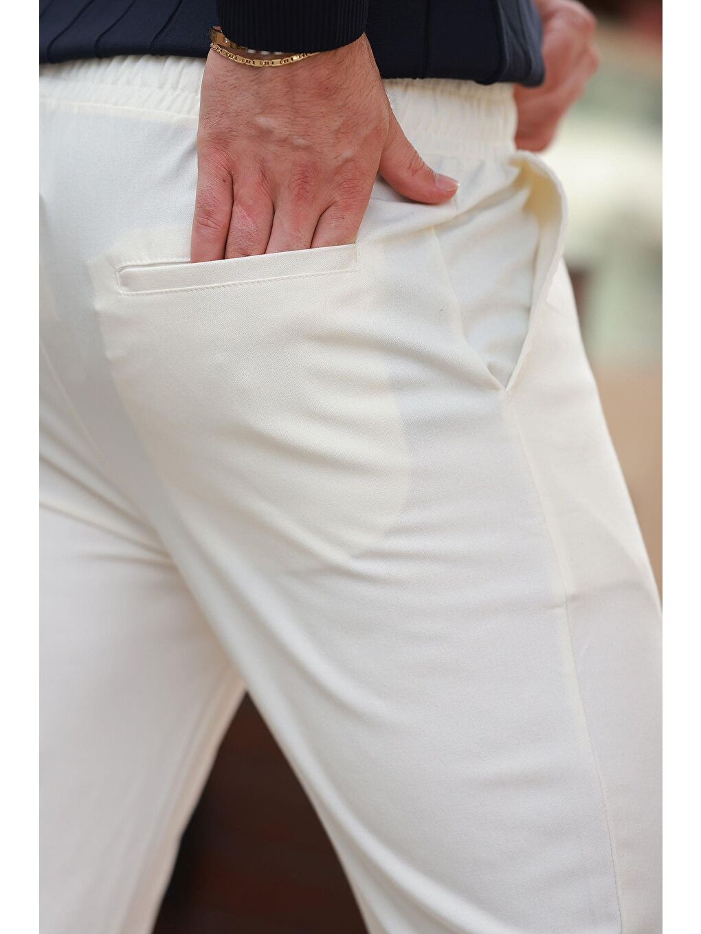 Beyaz Relaxed Erkek Pantolon 6510-3