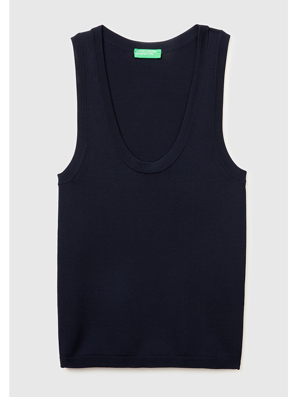 Kadın Lacivert Viskoz Karışımlı Slim Fit Geniş Yuvarlak Yaka Atlet