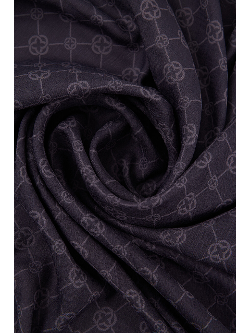 Gri Füme 100X100 Elegance Monogram Eşarp-2