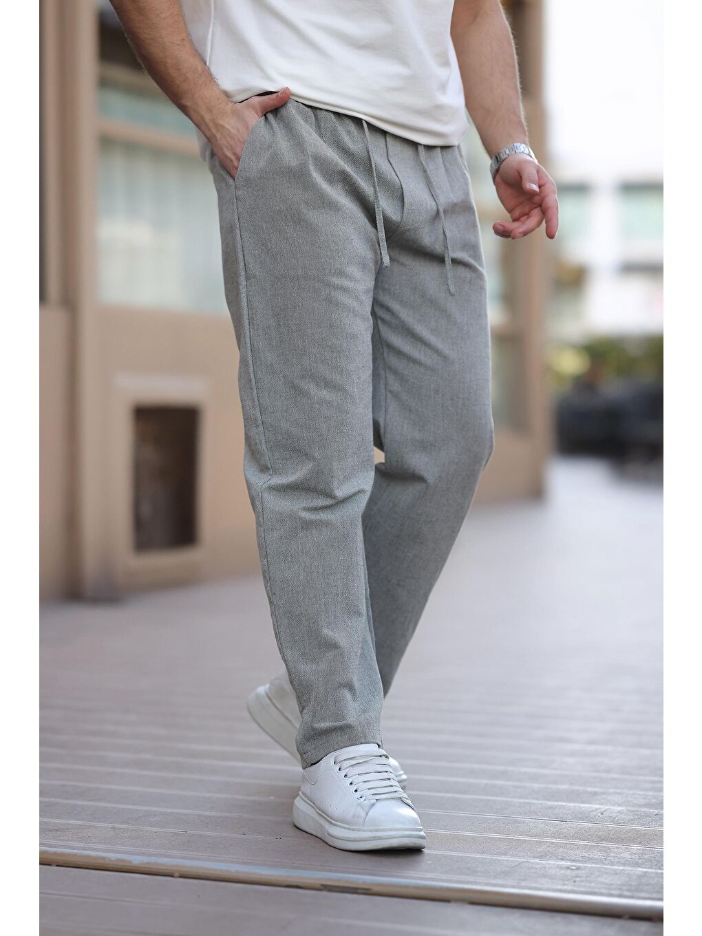 Haki %100 Pamuklu Rahat Kesim Erkek Pantolon E6565