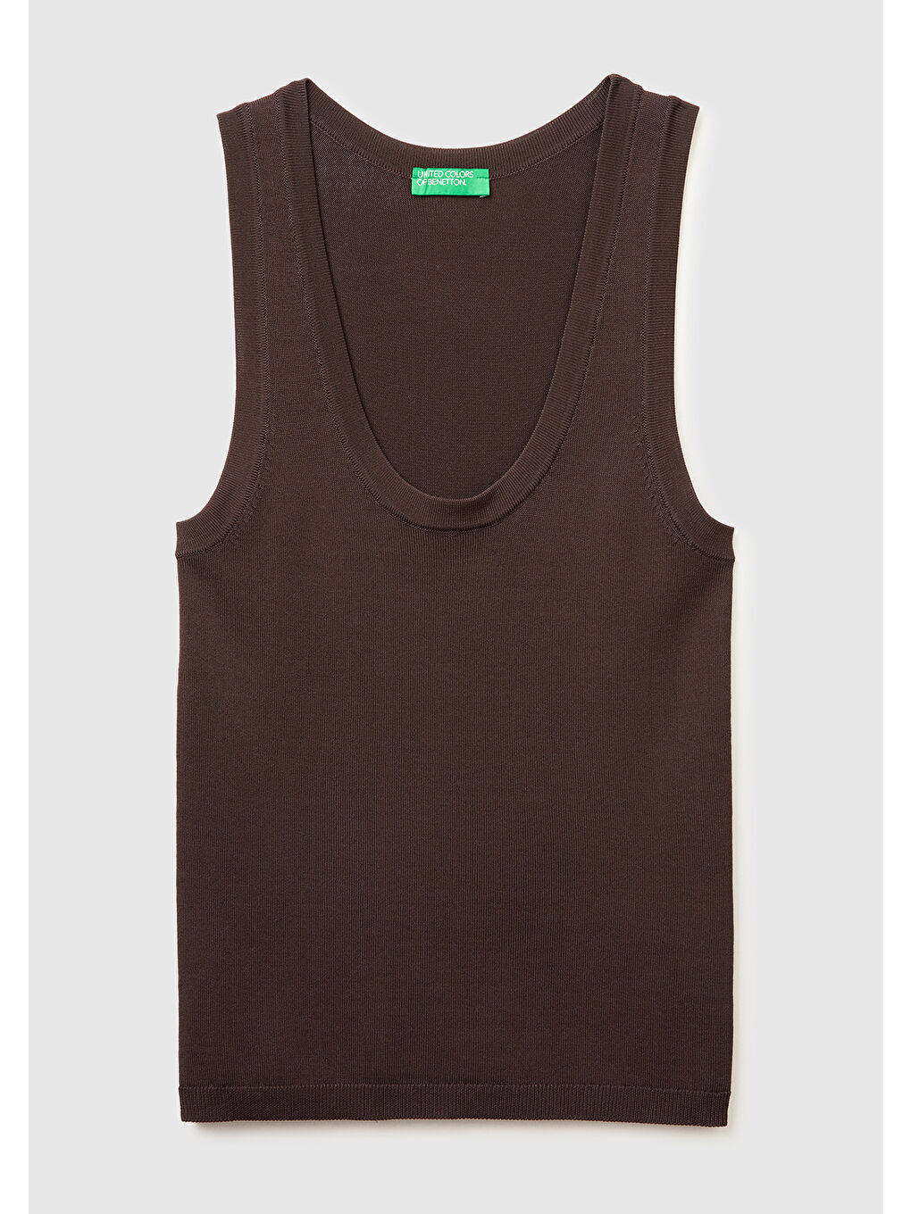 Kadın Kahverengi Viskoz Karışımlı Slim Fit Geniş Yuvarlak Yaka Atlet