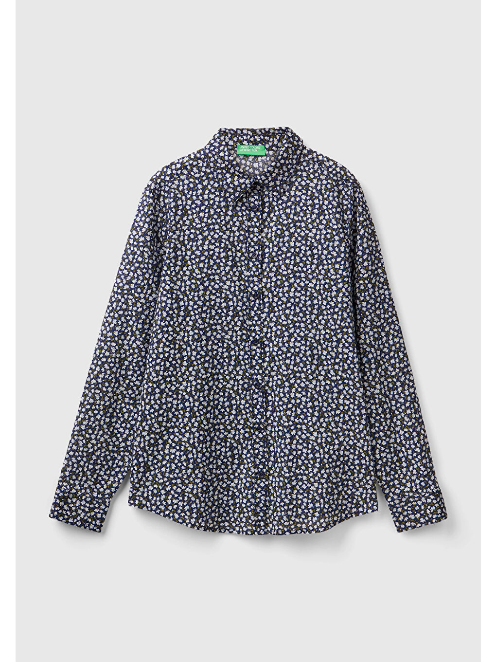 Kadın Lacivert 100 Pamuk Desenli Gömlek-1
