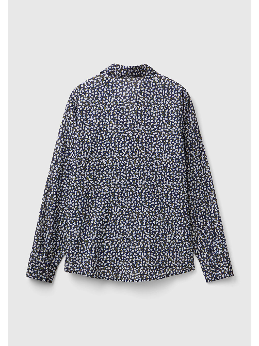 Kadın Lacivert 100 Pamuk Desenli Gömlek-3