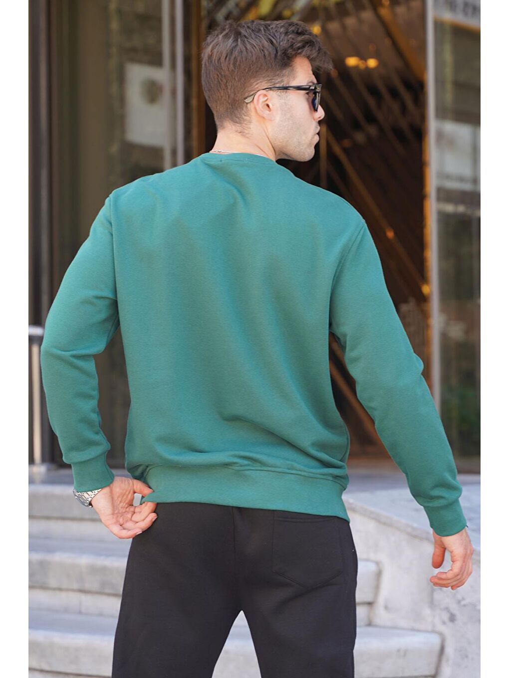 Madmext Koyu Yeşil Regular Fit Basic Sweatshirt 6136 - 1