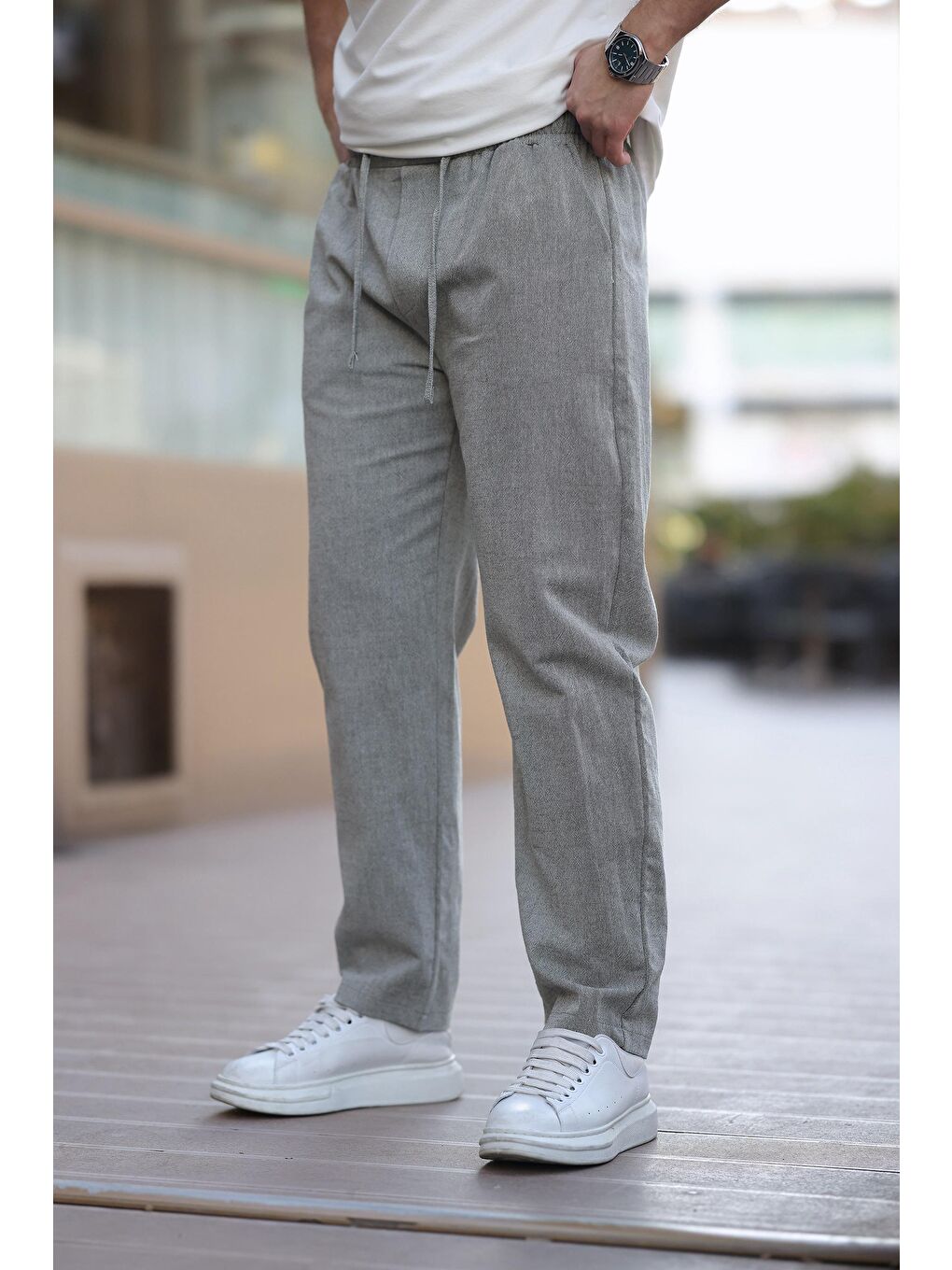 Haki %100 Pamuklu Rahat Kesim Erkek Pantolon E6565-2