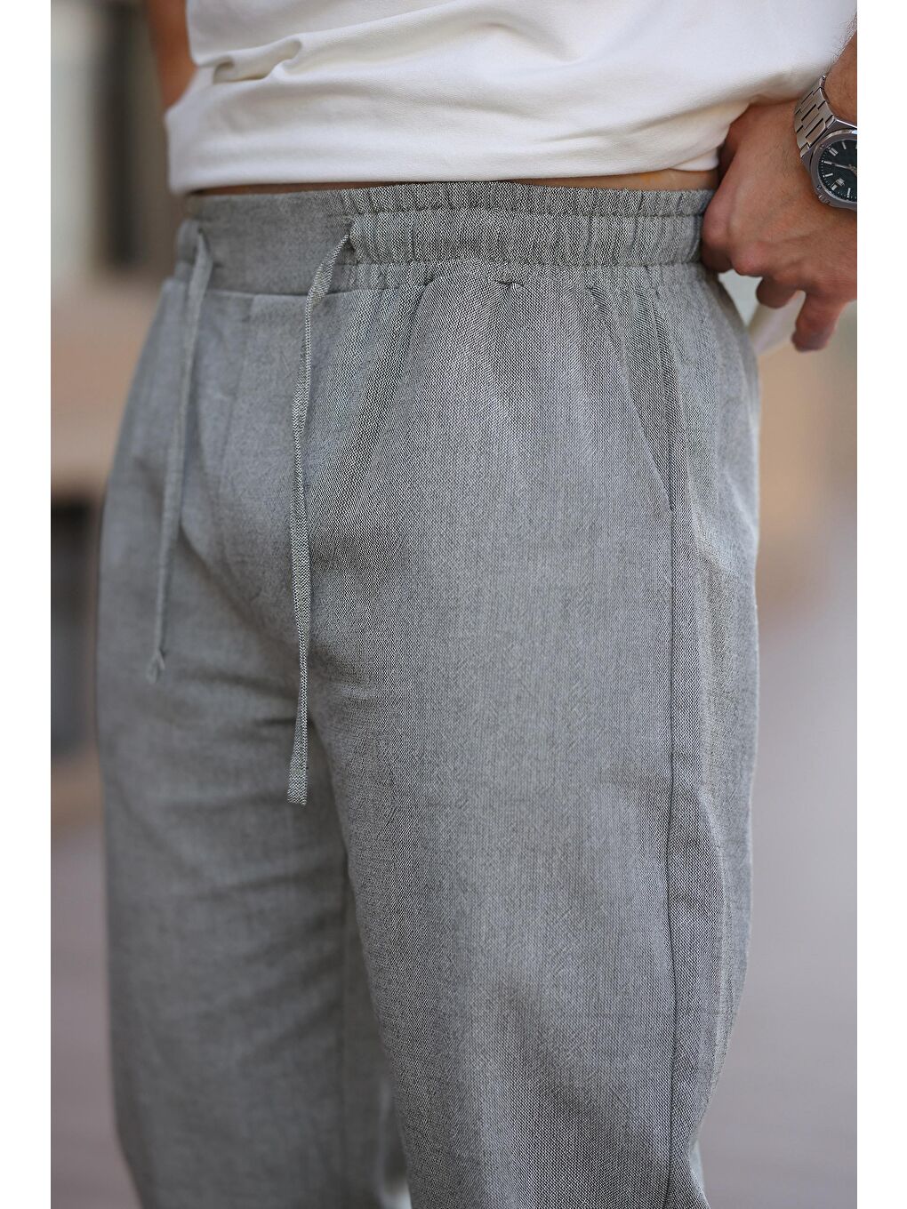 Haki %100 Pamuklu Rahat Kesim Erkek Pantolon E6565-3