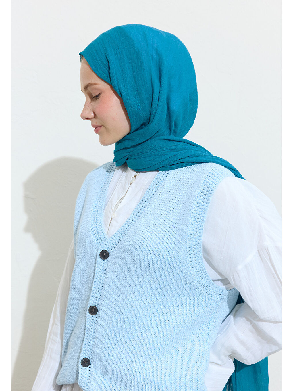 Mavi Pamuklu Keten Şal Blue Jelly-1