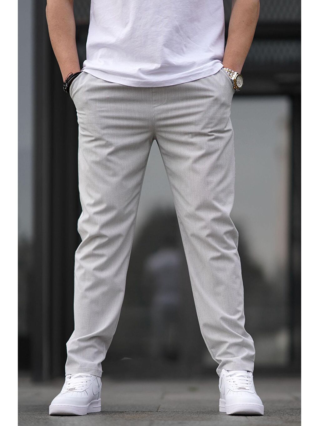 Gri Düz Paça Erkek Pantolon 06530-1