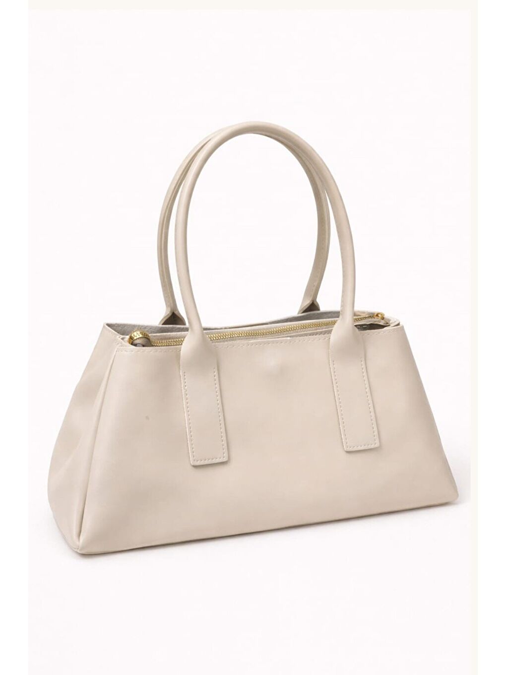 Ekru Kadın Minimalist Baget Omuz Çantası - Modern Tasarım El ve Kol Çantası 12657