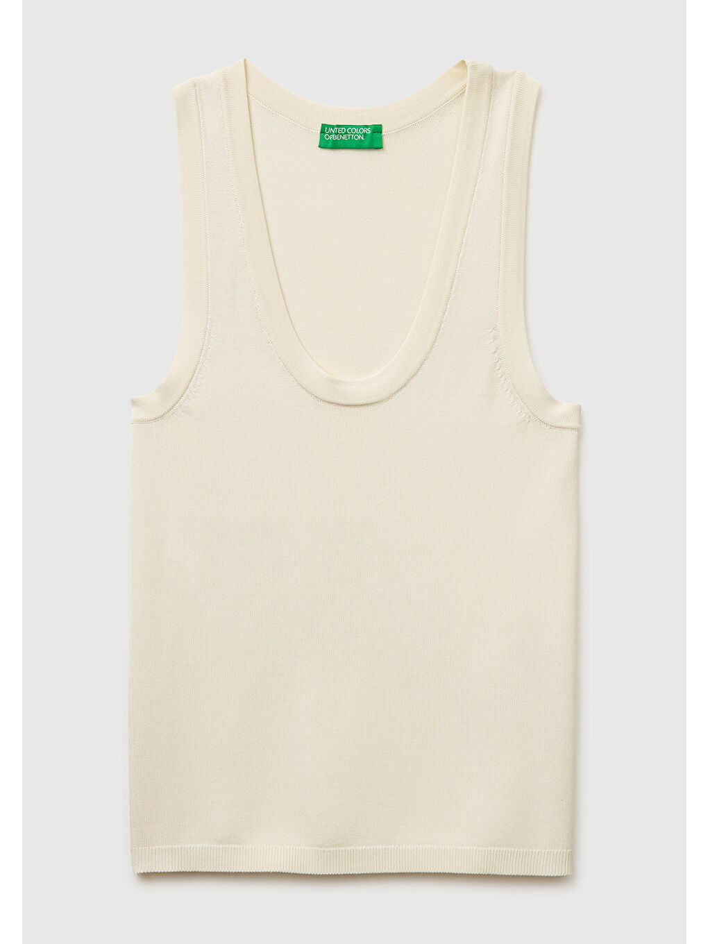 Ekru Kadın Krem Viskoz Karışımlı Slim Fit Geniş Yuvarlak Yaka Atlet