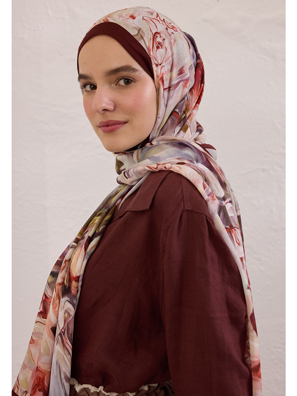 Nerıssa Desen Rami Şal Bordo-2