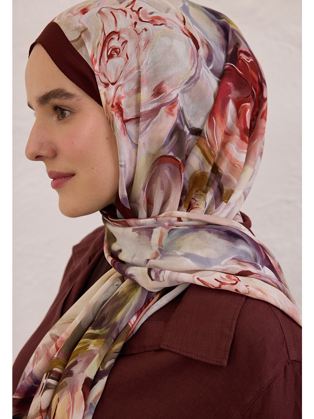 Nerıssa Desen Rami Şal Bordo-3