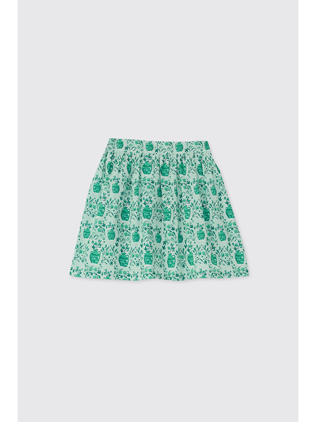 Yeşil Kız Çocuk Desenli Mint Etek