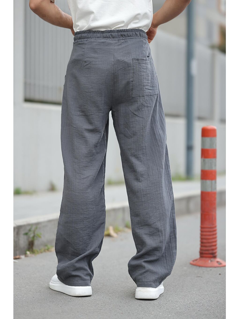 Gri Füme %100 Pamuklu Rahat Kesim Erkek Pantolon E6562-2