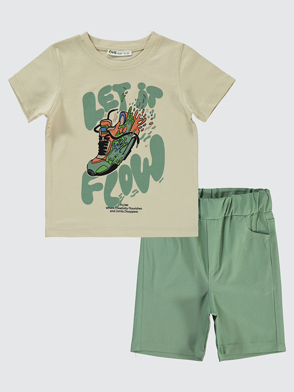 Bej Boys Erkek Çocuk Takım 2-5 Yaş Taş Rengi